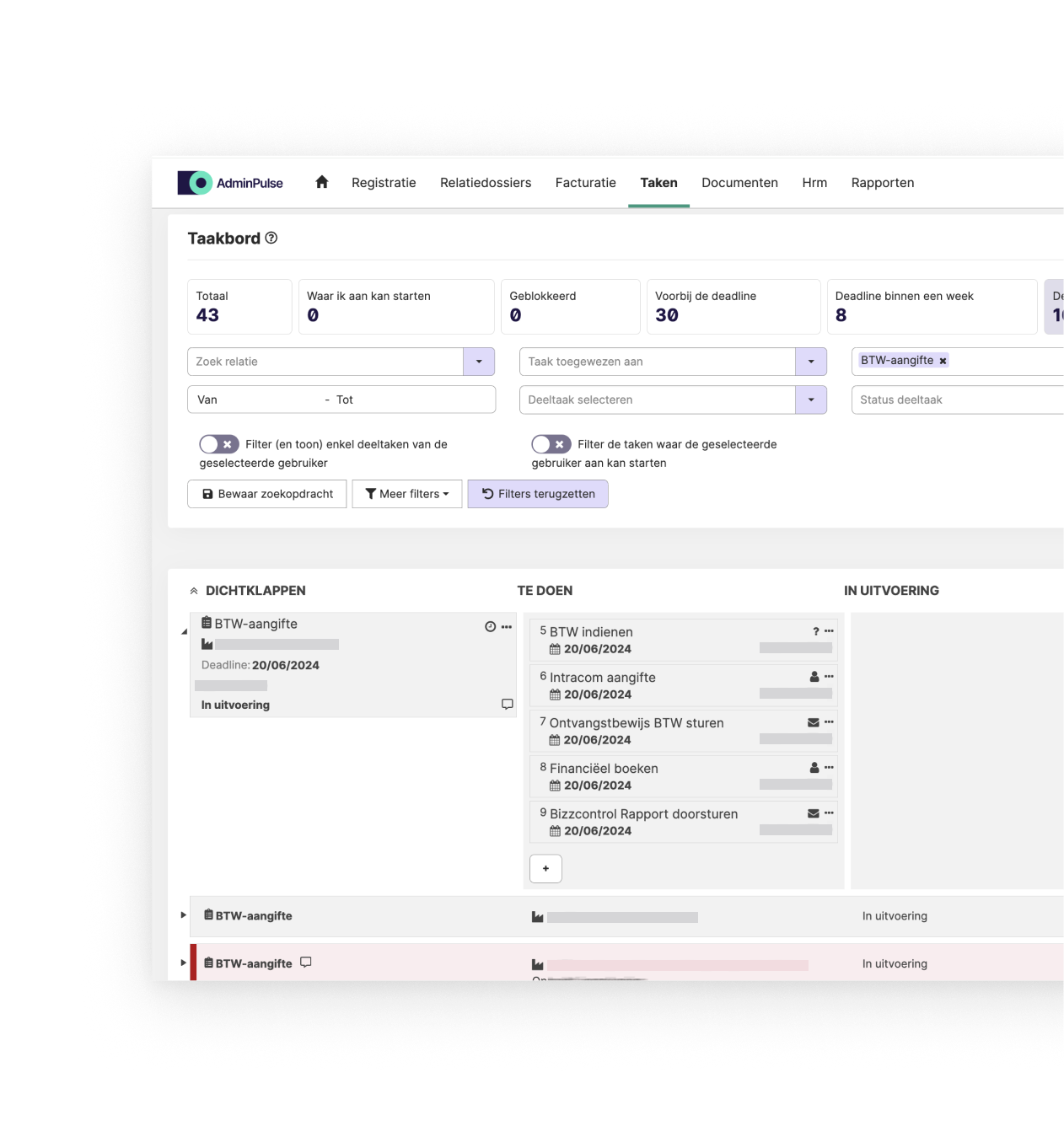 Task dashboard - taakbord BE-NL